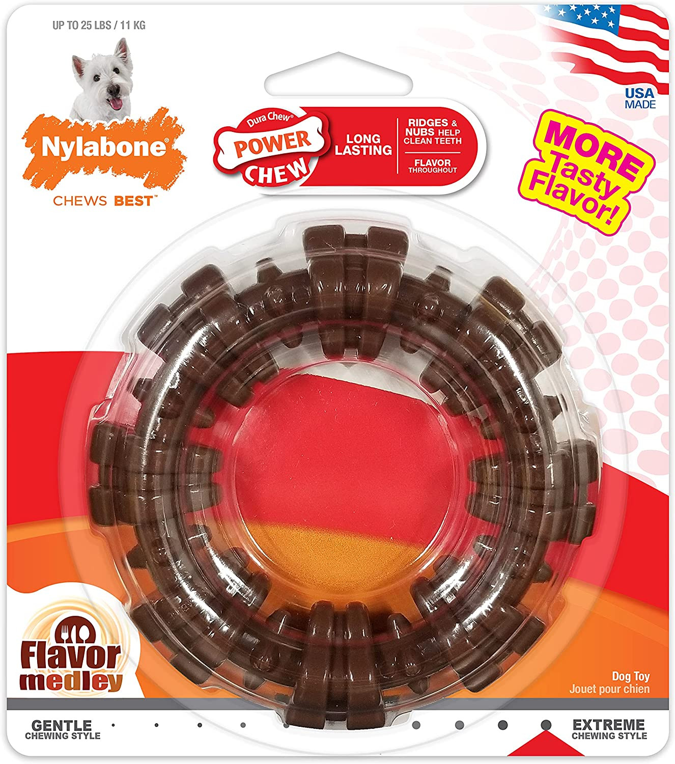 Nylabone Textured Ring Power Chew Toy for Dogs, Dog Toys for Aggressive Chewers,
