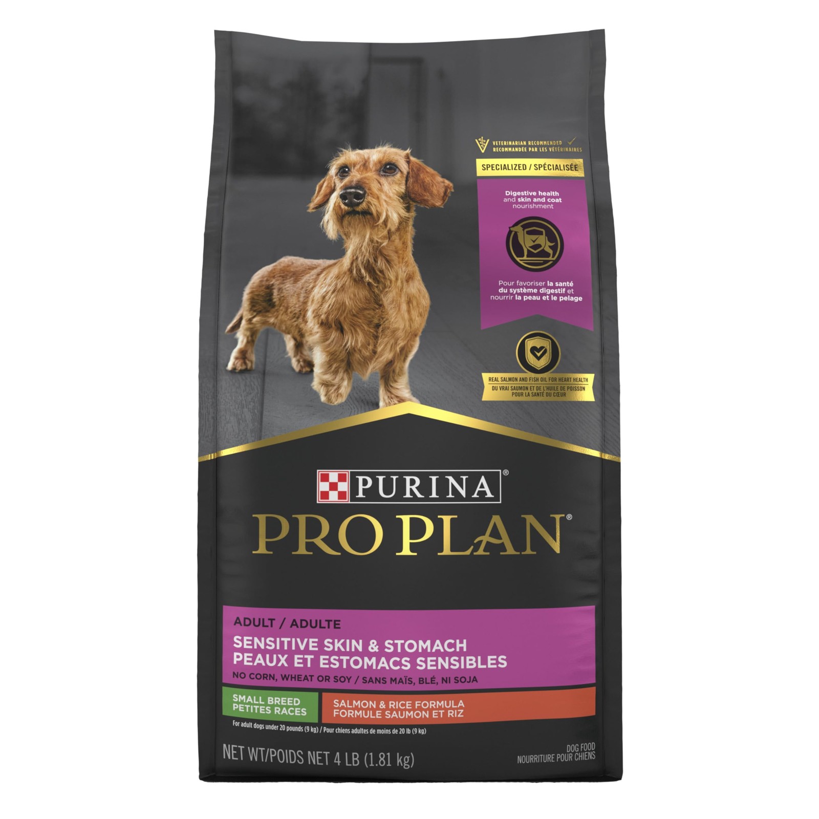 Purina Pro Plan Sensitive Skin and Stomach Dog Food Small 4 Pound (Pack of 1)