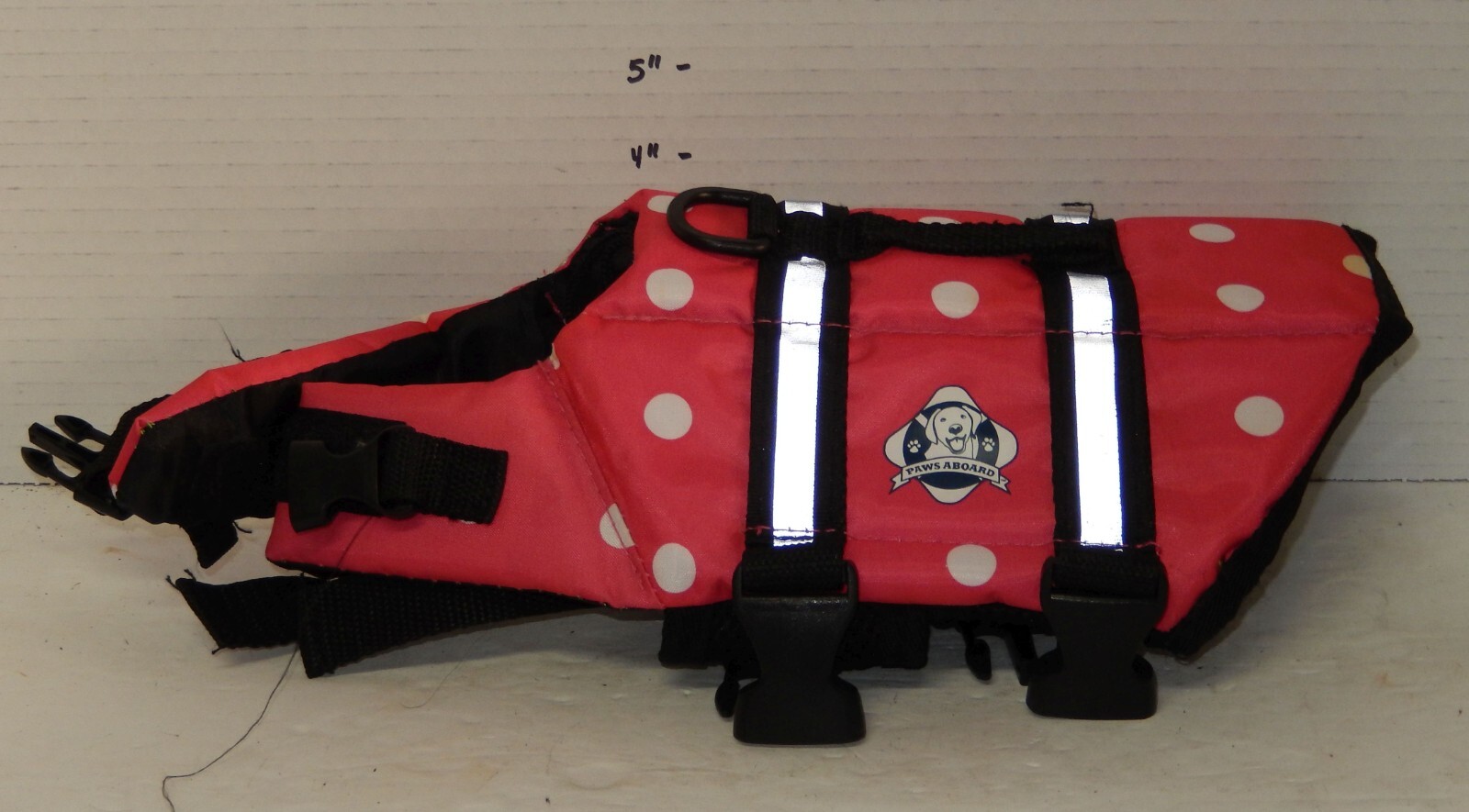Paws aboard Dog Life Jacket Size XS Xtra Small Pink White