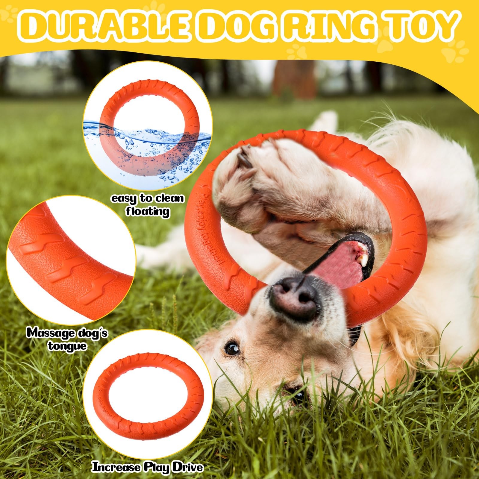 4Pack Dog Ring Chew Toy 11.8in Durable Floating Fetch Toy for Large/Medium