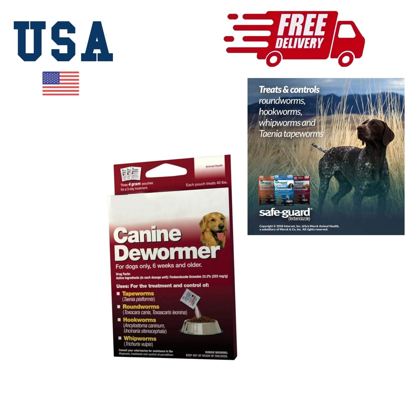 Canine Dewormer for Dogs, 4gm pouch (ea. pouch treats 40lbs.)Opens in a new wind