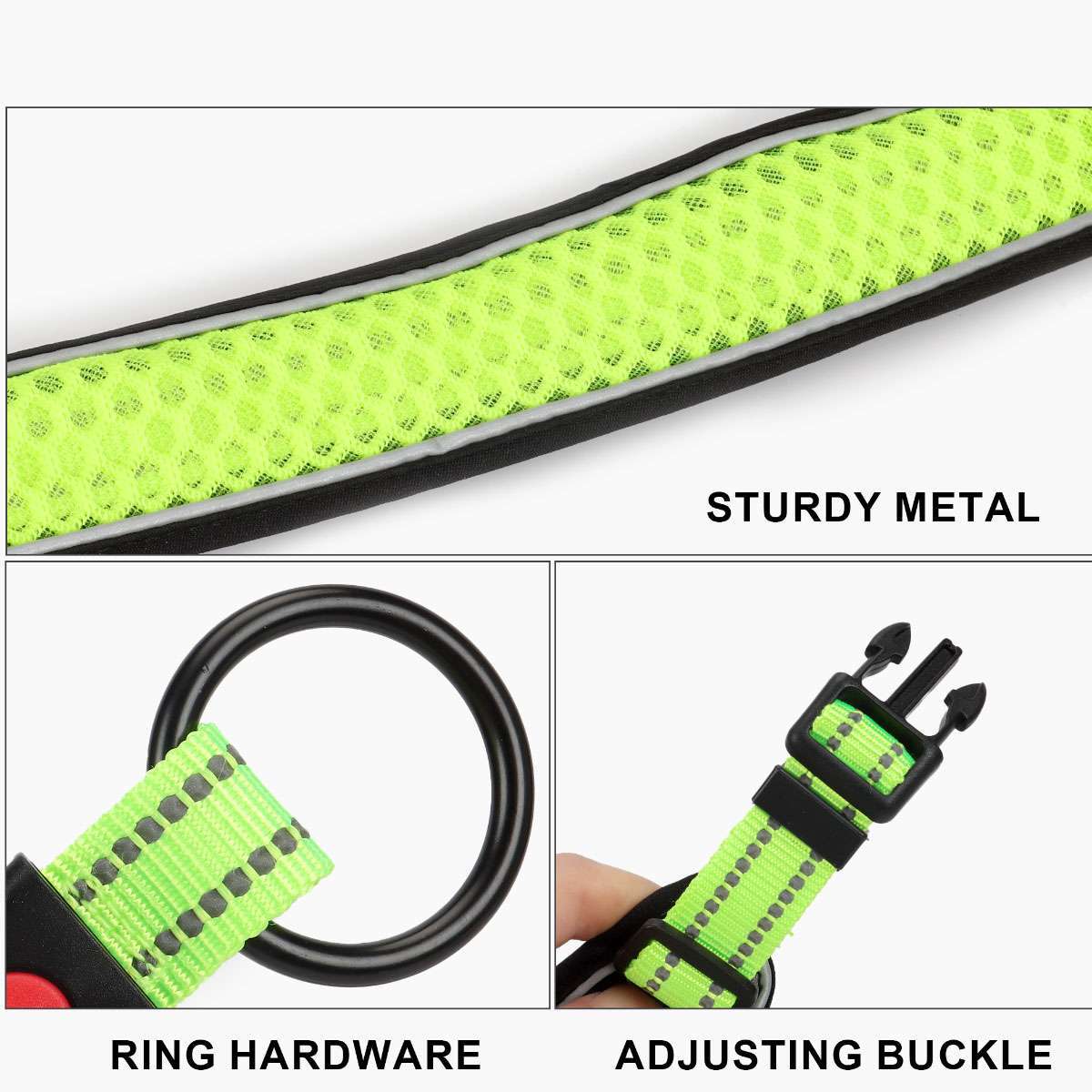 Dog Pet Adjustable Nylon Collar padded Reflective Small Medium Large With Buckle
