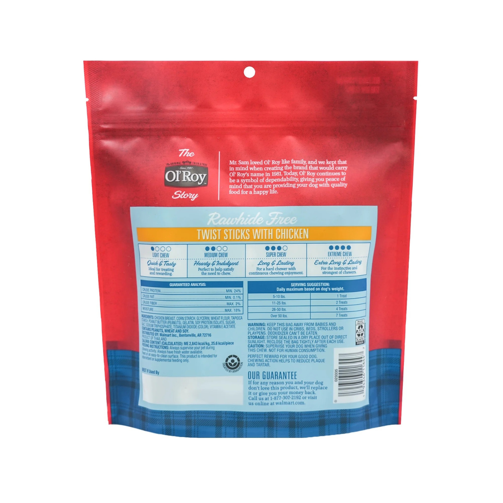 Ol’ Roy Rawhide Free Twist Sticks with Chicken Dog Treats, 50ct,16oz.Bag