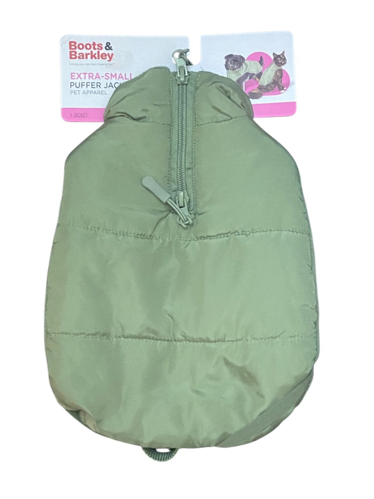Boots & Barkley Dog or Cat Puffer Jacket W/ Buckle, Green Choose Your Size