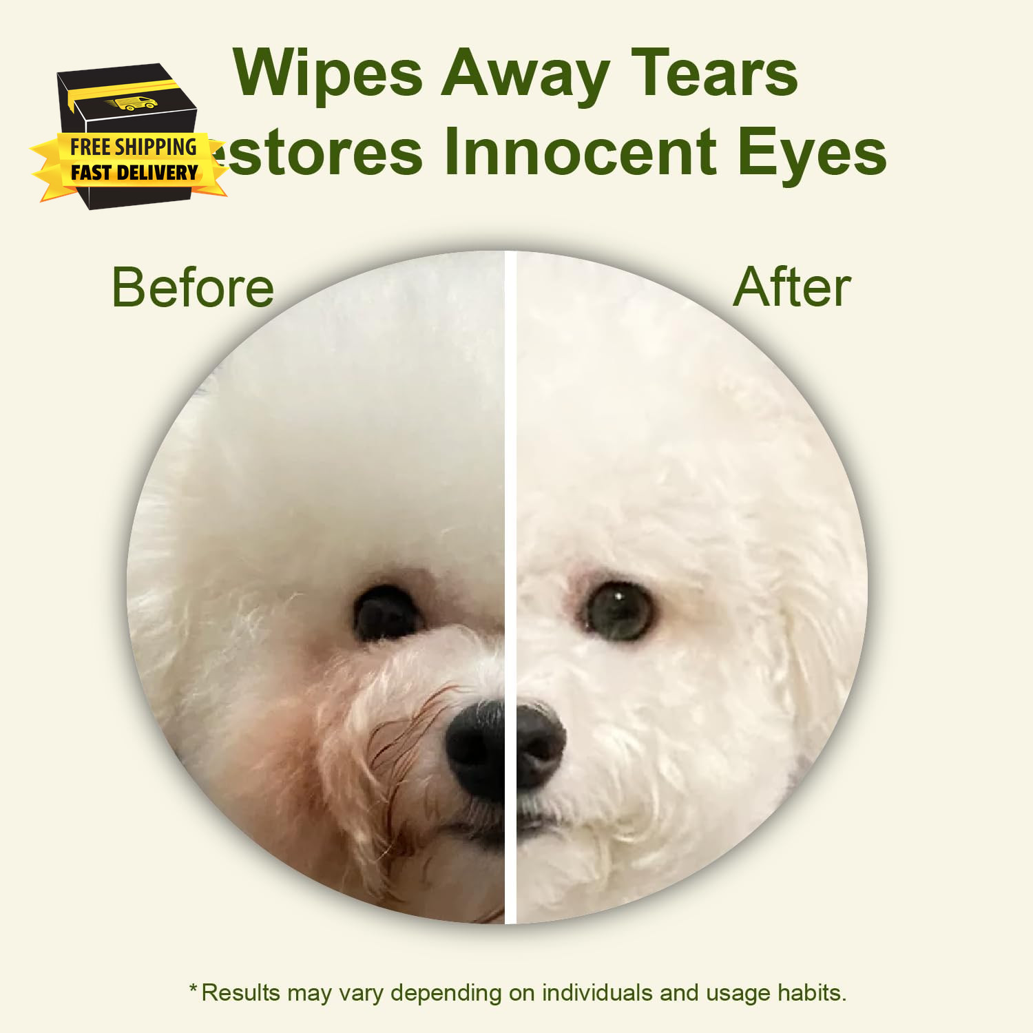 Eyes Wipes for Dogs & Cats – Gently Remove Tear Stain, Debris, Discharge, Crust