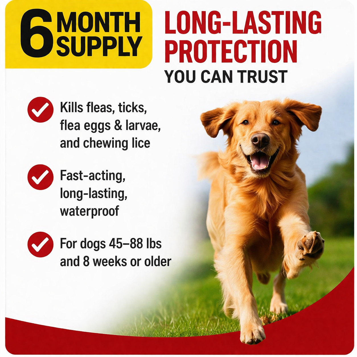 ZoGuard Plus Preventative Flea Treatment Tick for Large XL Dog 45-88 lb 6 Months
