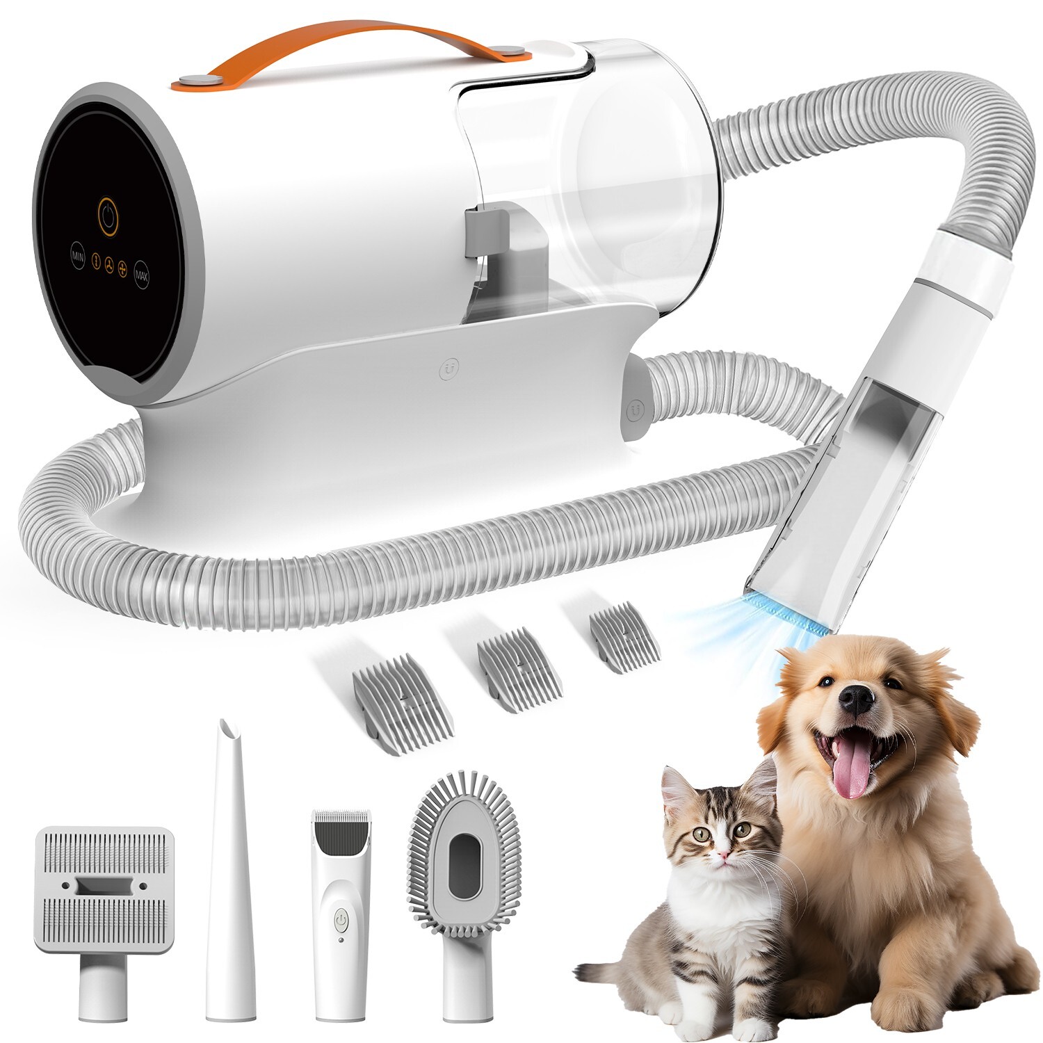 AIRROBO PG100 Pet Grooming Vacuum & 5 Grooming Tools, 12000Pa Suction Power