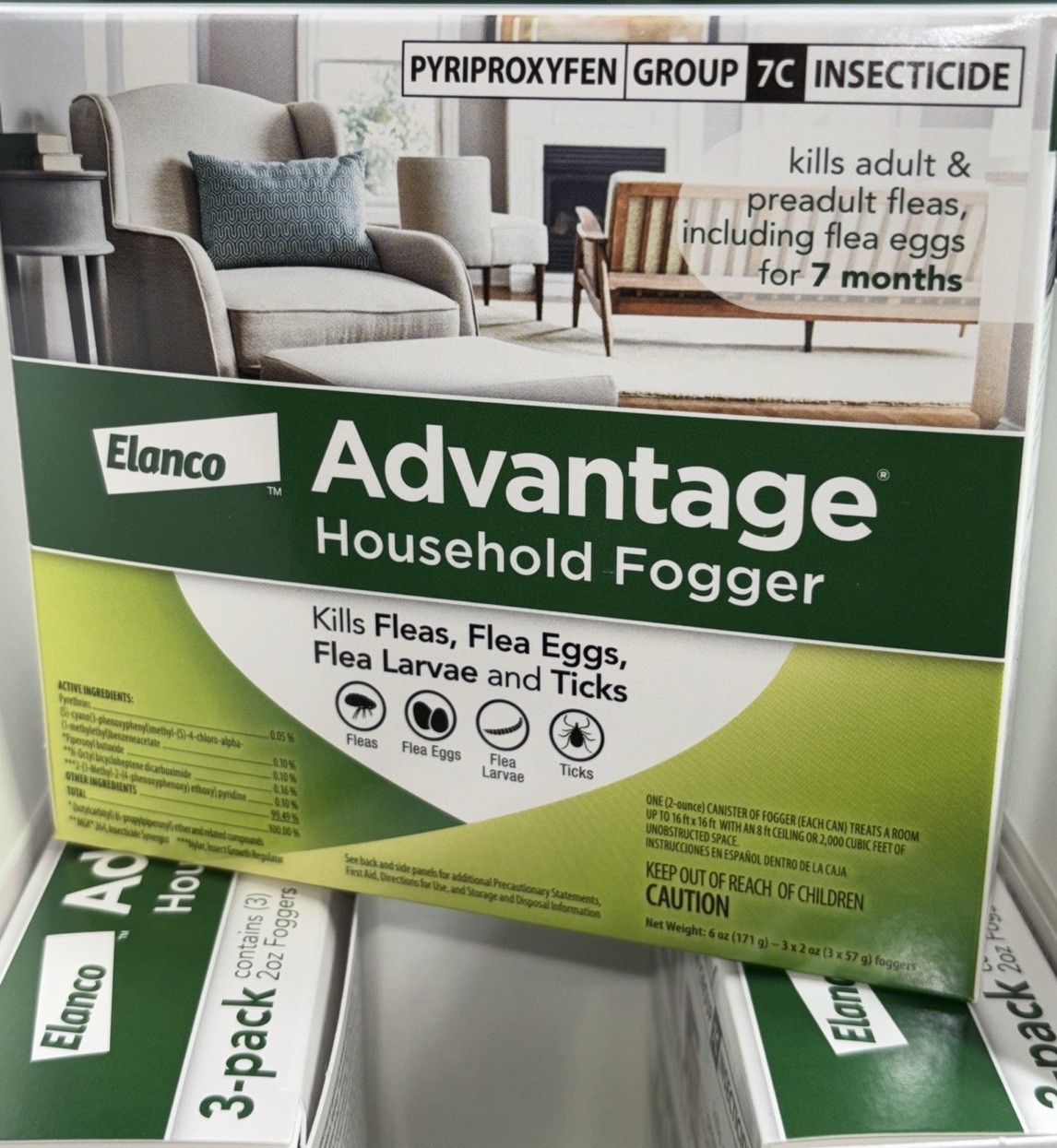 9x Lot (3×3) Elanco Advantage Household Fogger 2oz Canisters Flea And Tick