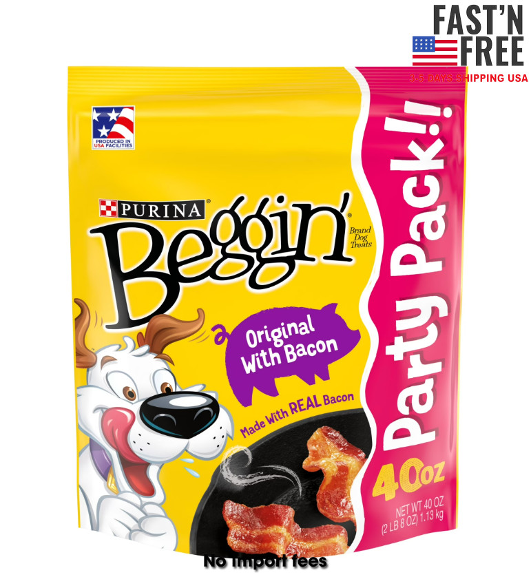 Purina Beggin’ Strips Dog Treats Original Real Bacon Flavor Tender Chews, 40 oz