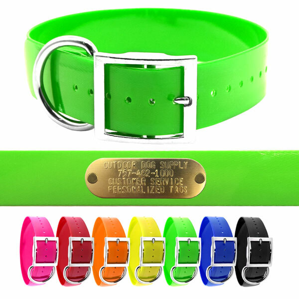 21″ Hunting Dog Name Collar Strap Heavy D Ring 1 1/2″ Custom ID Tag Plate