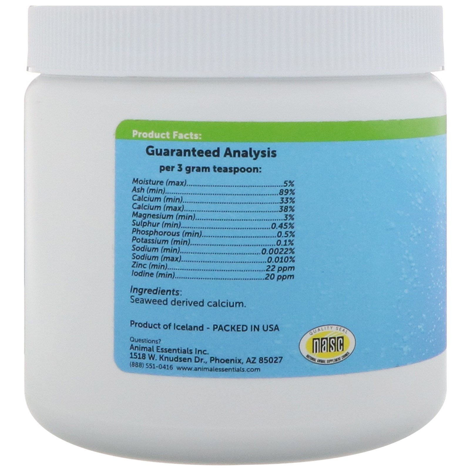 Animal Essentials Seaweed Calcium For Dogs Cats 12 oz 340 g All-Natural