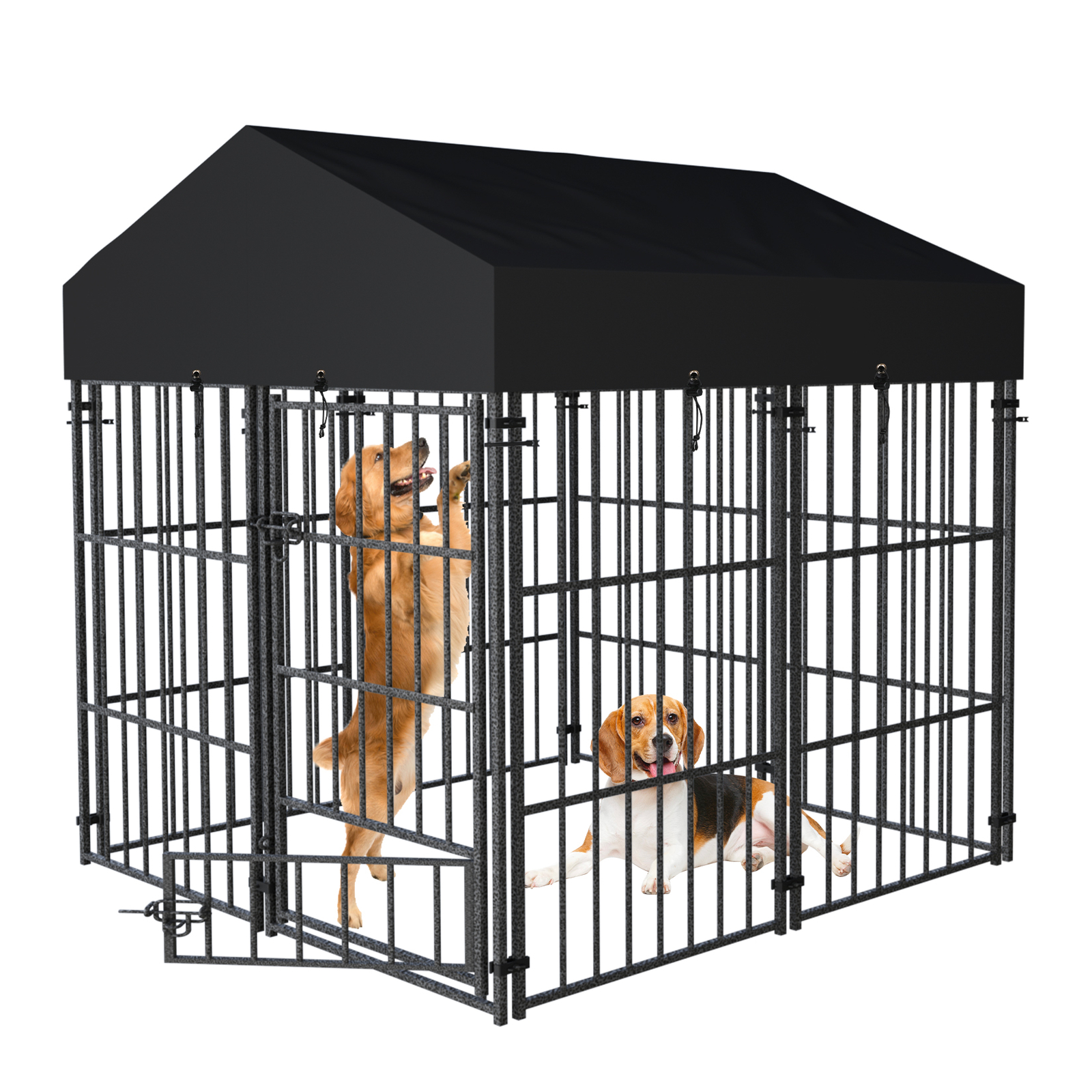 Heavy Duty Dog Kennel Upgrade Antirust Metal Pet Playpen Large Animal Cage House
