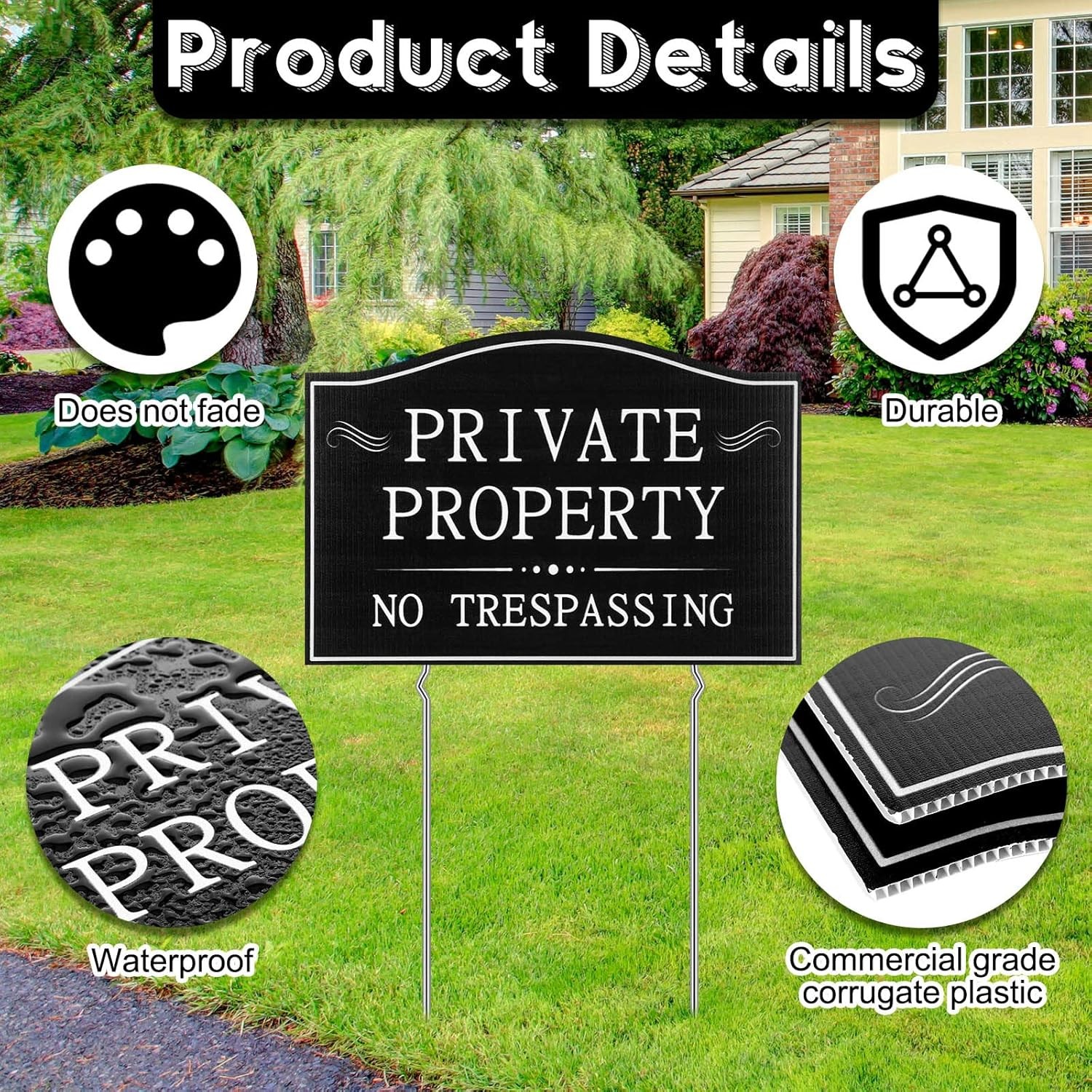 Maitys 4 Pcs Private Property No Small Signage, As Shown on the Picture