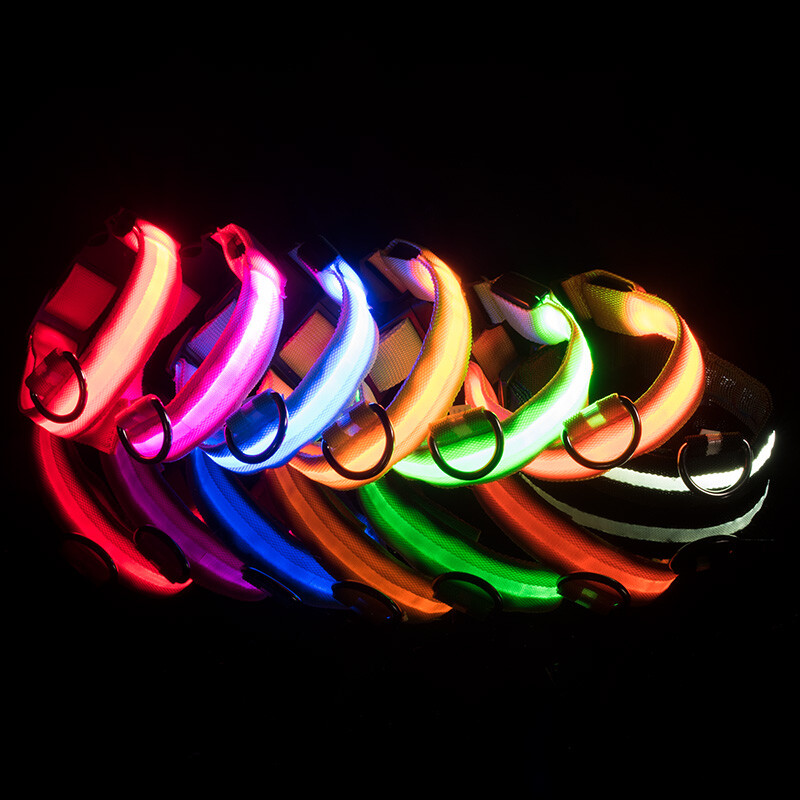 Safety Pet Dog LED Collar Night Flashing Light Up Adjustable Waterproof S-XL