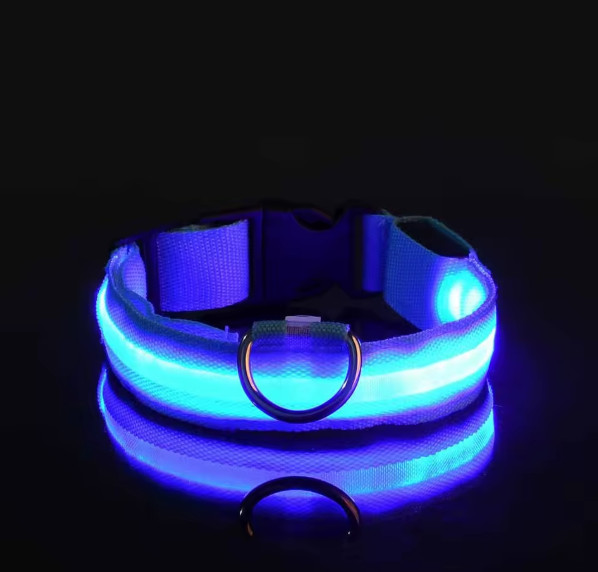 USB Rechargeable Glowing Dog Collar Luminous Flashing Night Safety Light For Pet