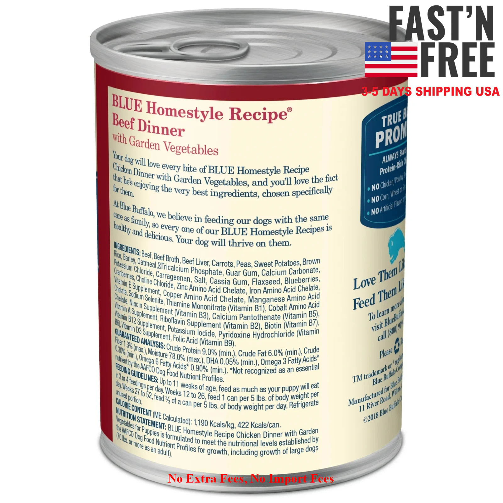 (12 pack) Blue Buffalo Homestyle Recipe Adult Wet Dog Food, Beef Dinner, 12.5-oz