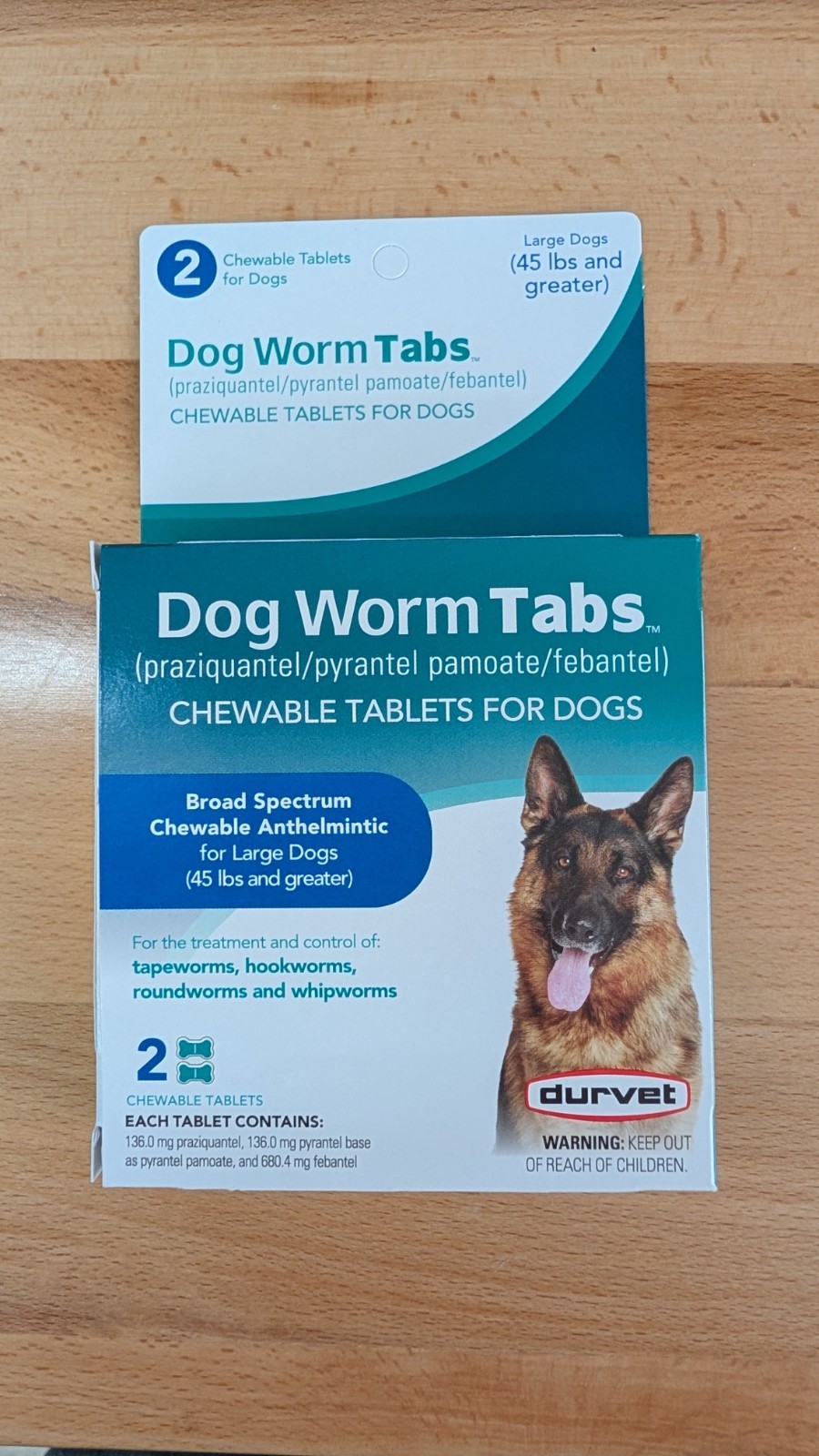 DURVET Chewable WORM TABS Dog 45+ lbs Broad Spectrum Dewormer QUAD FREE SHIP