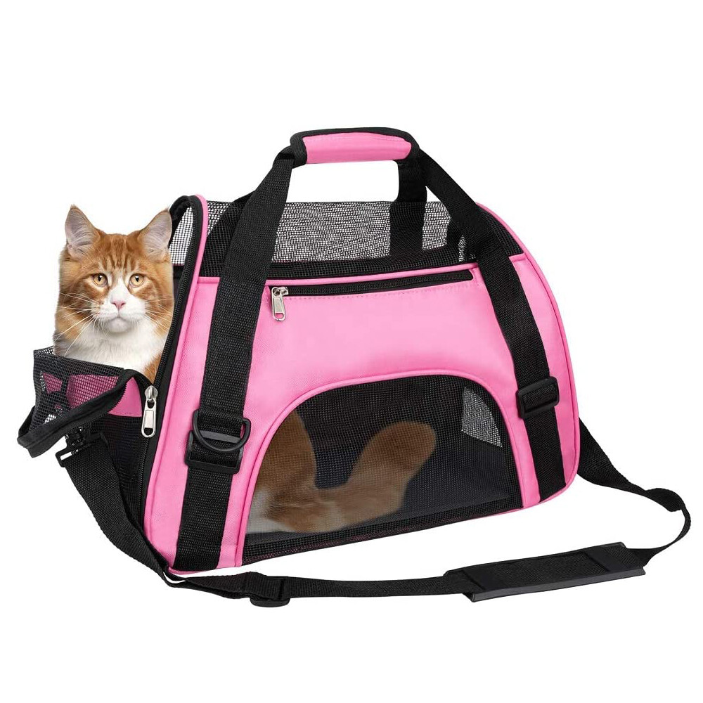 Soft-Sided Airline Approved Pet Cat Carrier Bag, Comfort Case, Sizes M & L ﻿