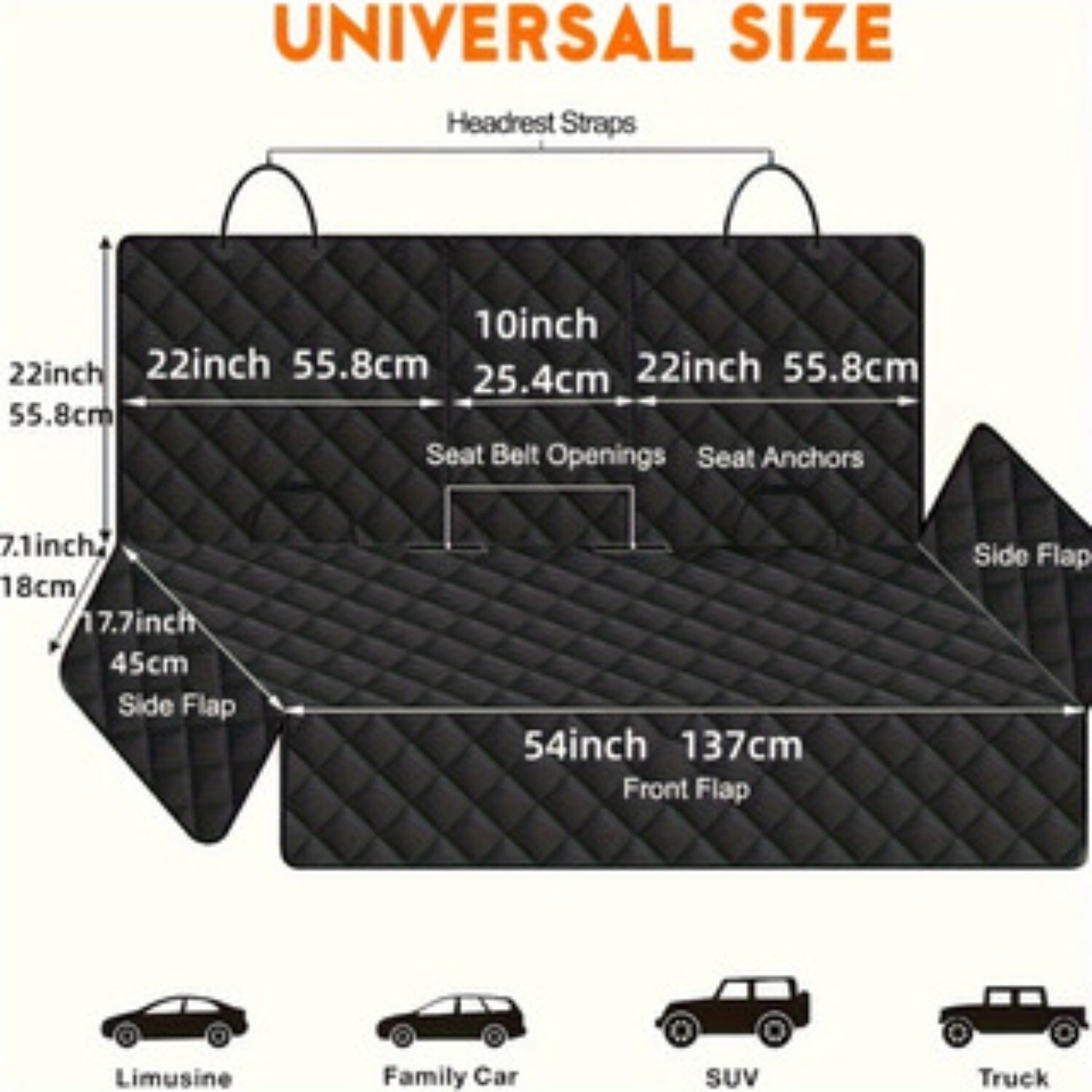 Dog Seat Cover Hammock for Back Seat Durable Waterproof Car Truck Suv Seatbelt