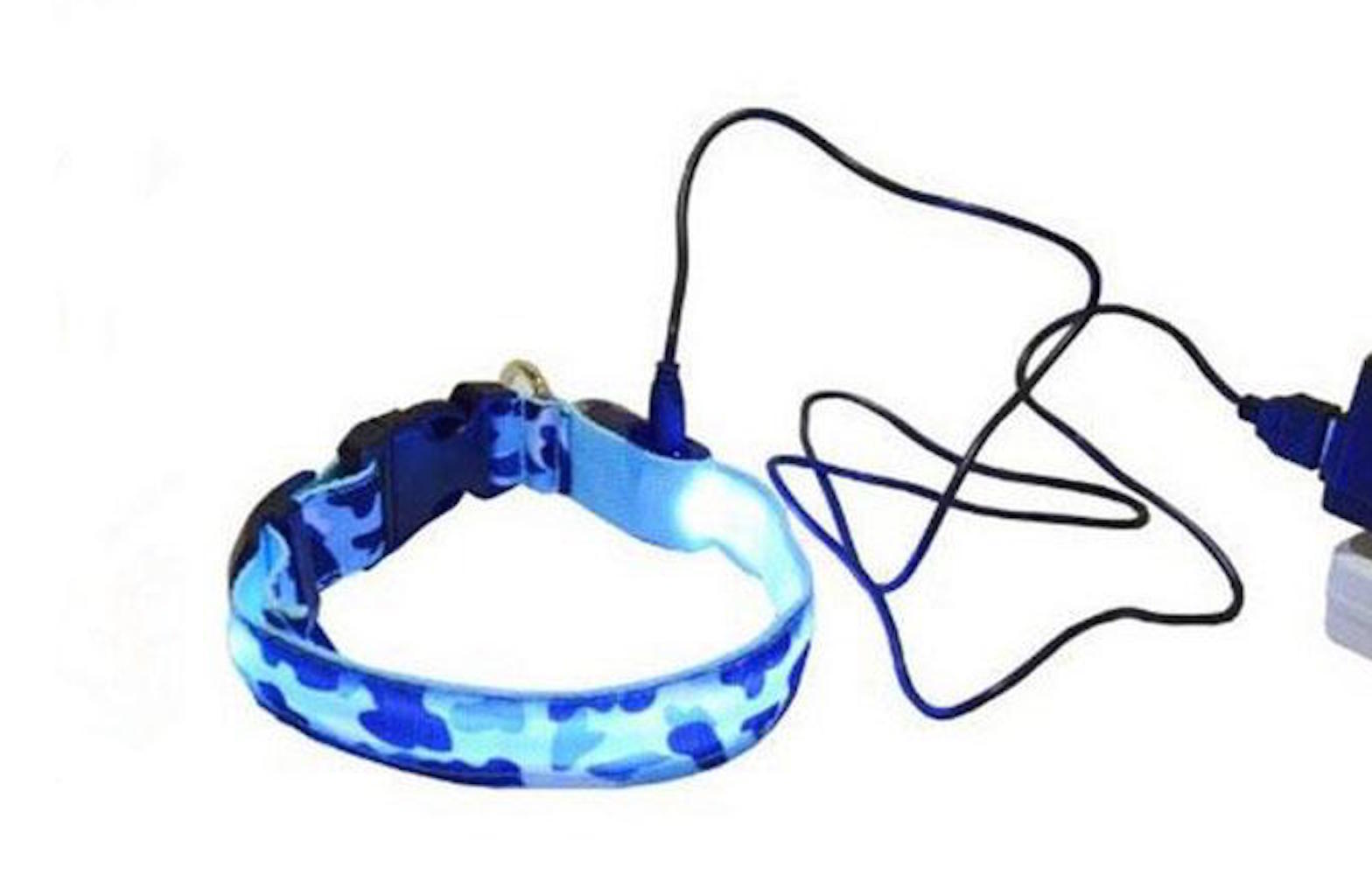 USB RECHARGEABLE LED CAMO COLLAR Camouflage Pet Dog Glow Flashing Light Safety