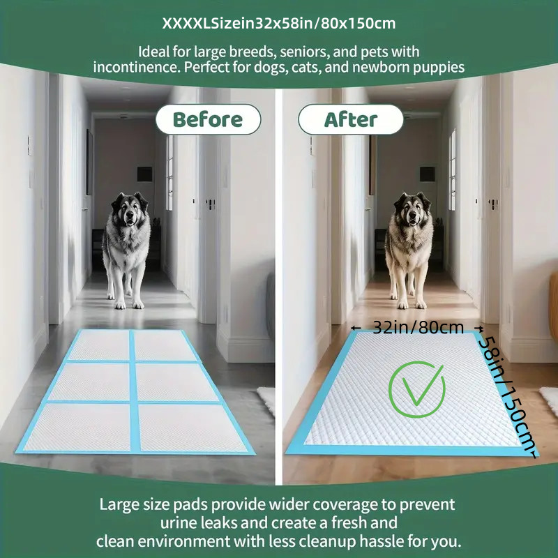 50/100PCS 32″ x 58″ Extra-large size Housebreaking Dog PEE Pads