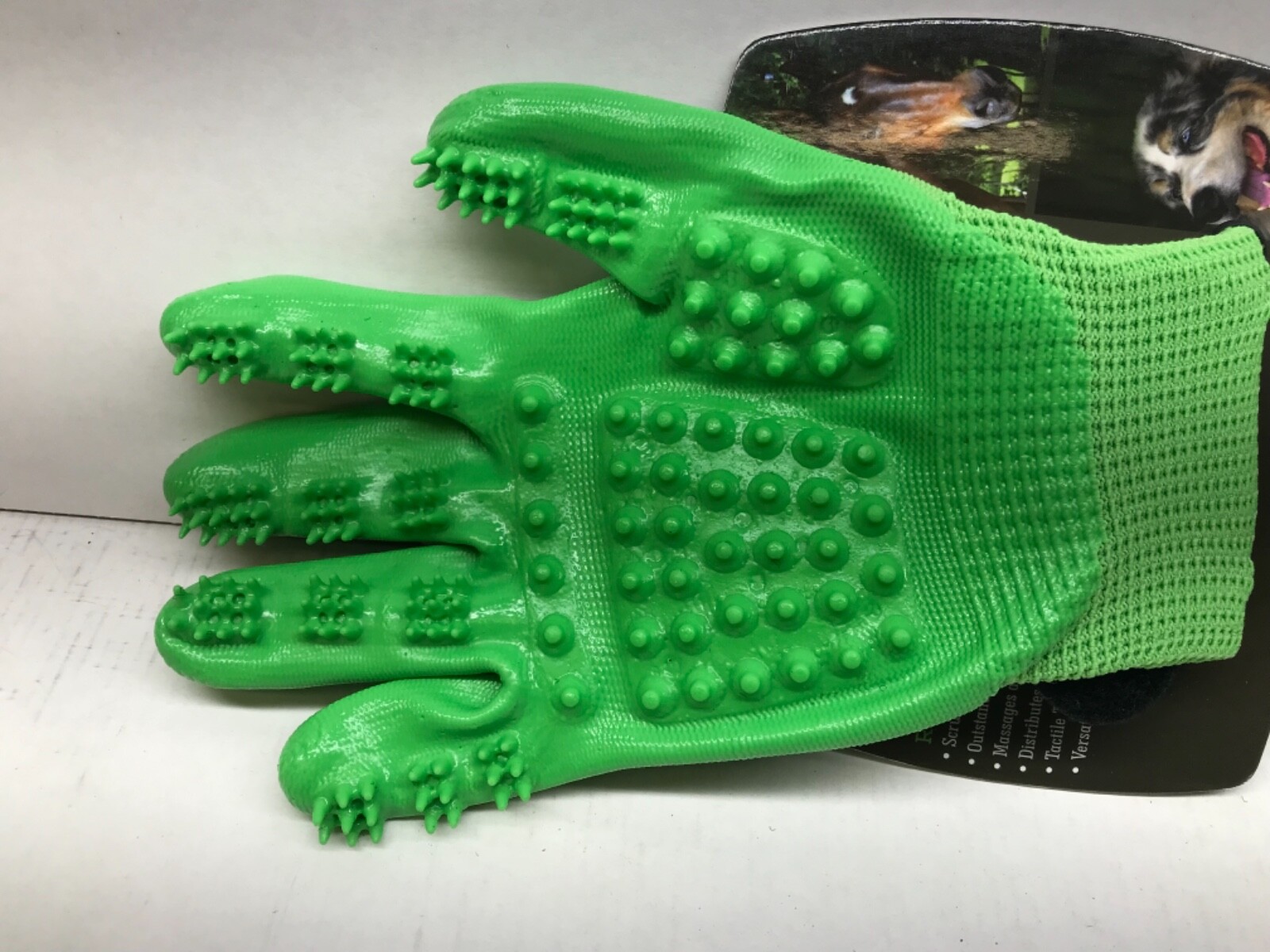 Hands On Wet/Dry Grooming Shedding Bathing Gloves for Pets Sized Small Green