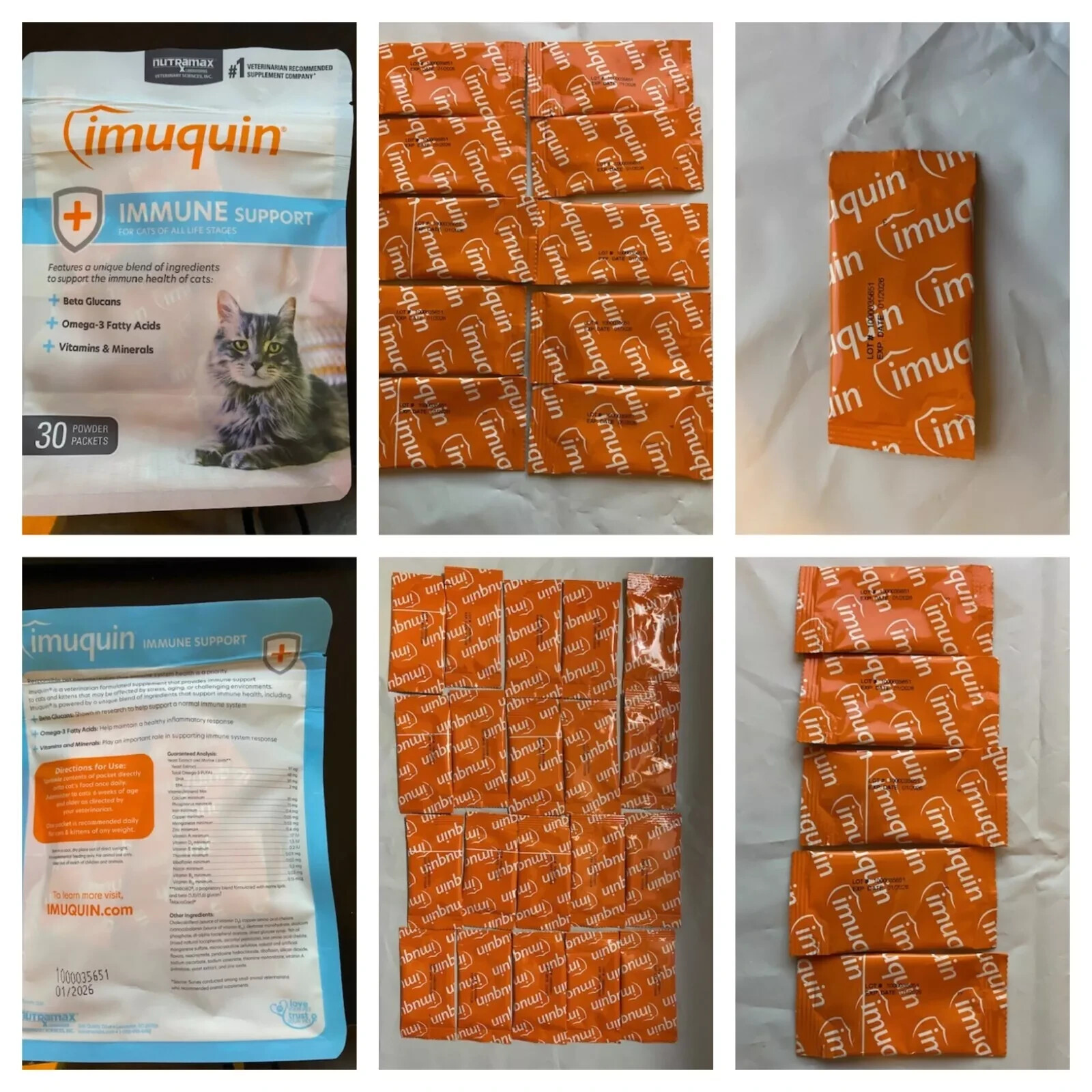 Imuquin Powder for Cats 30 Ct supplement all natural vitamins