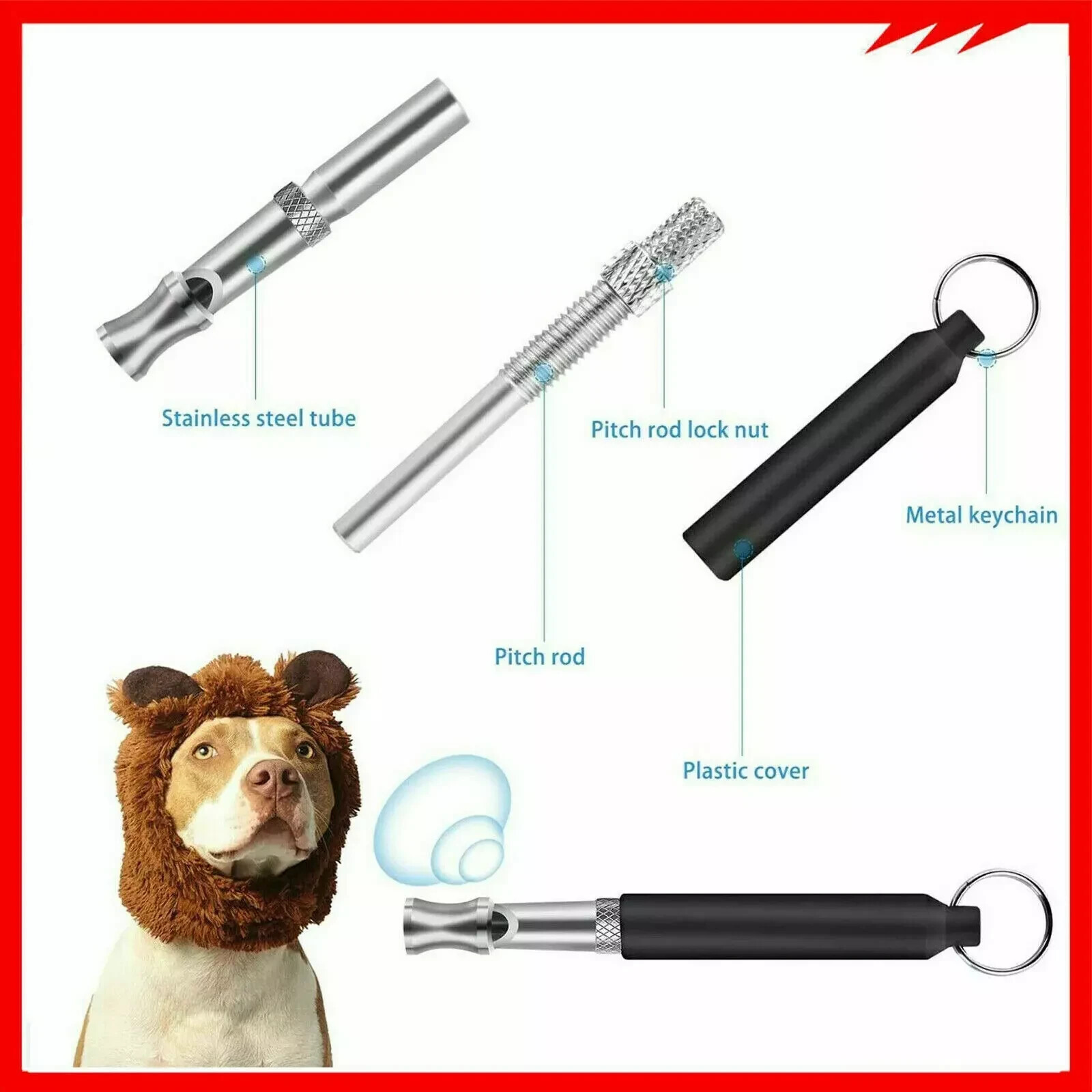 4Pcs Dog Training WHISTLE UltraSonic Obedience Stop Barking Pet Sound PitchBlack
