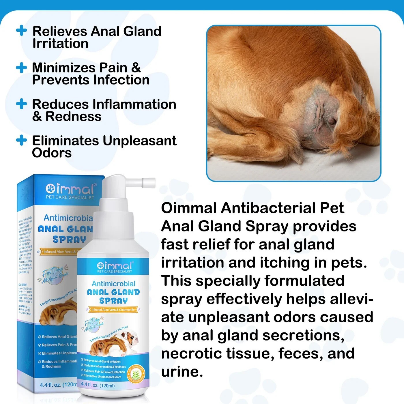 Dog Anal Gland Fast Pain Relieves & Soothes Itching, Anti-Itch Spray for Dogs