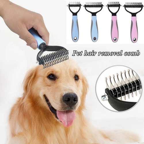 Professional 2-Sided Pet Grooming Brush & Undercoat Rake – Dog & Cat Deshedding