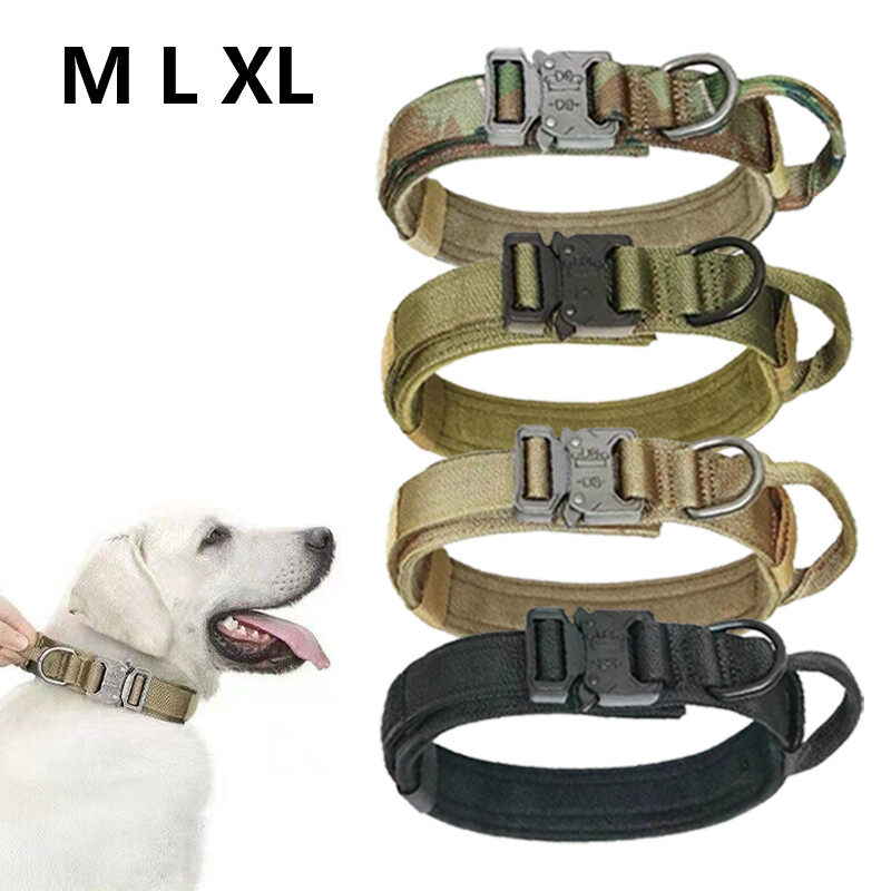 Tactical Dog Collar Heavy Duty Nylon Large Dog Canine Training With Metal Buckle