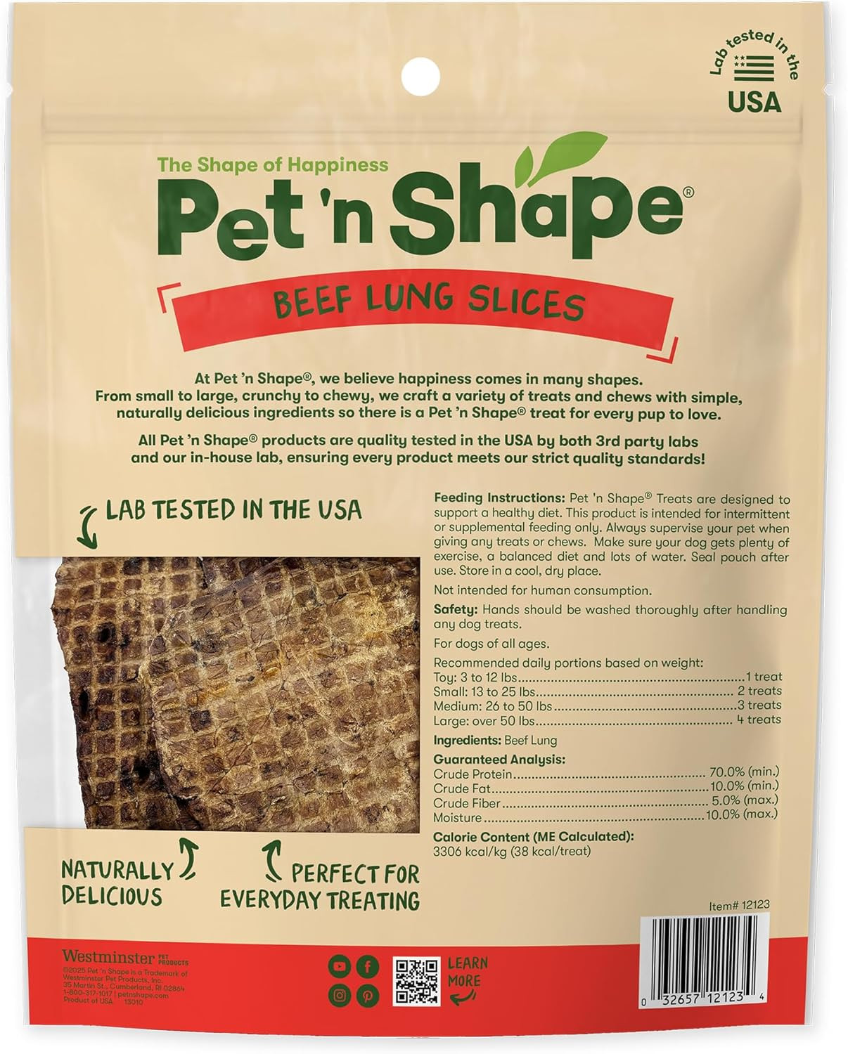 Pet ‘N Shape Beef Lung Dog Treats – Made and Sourced in the USA – Training Treat