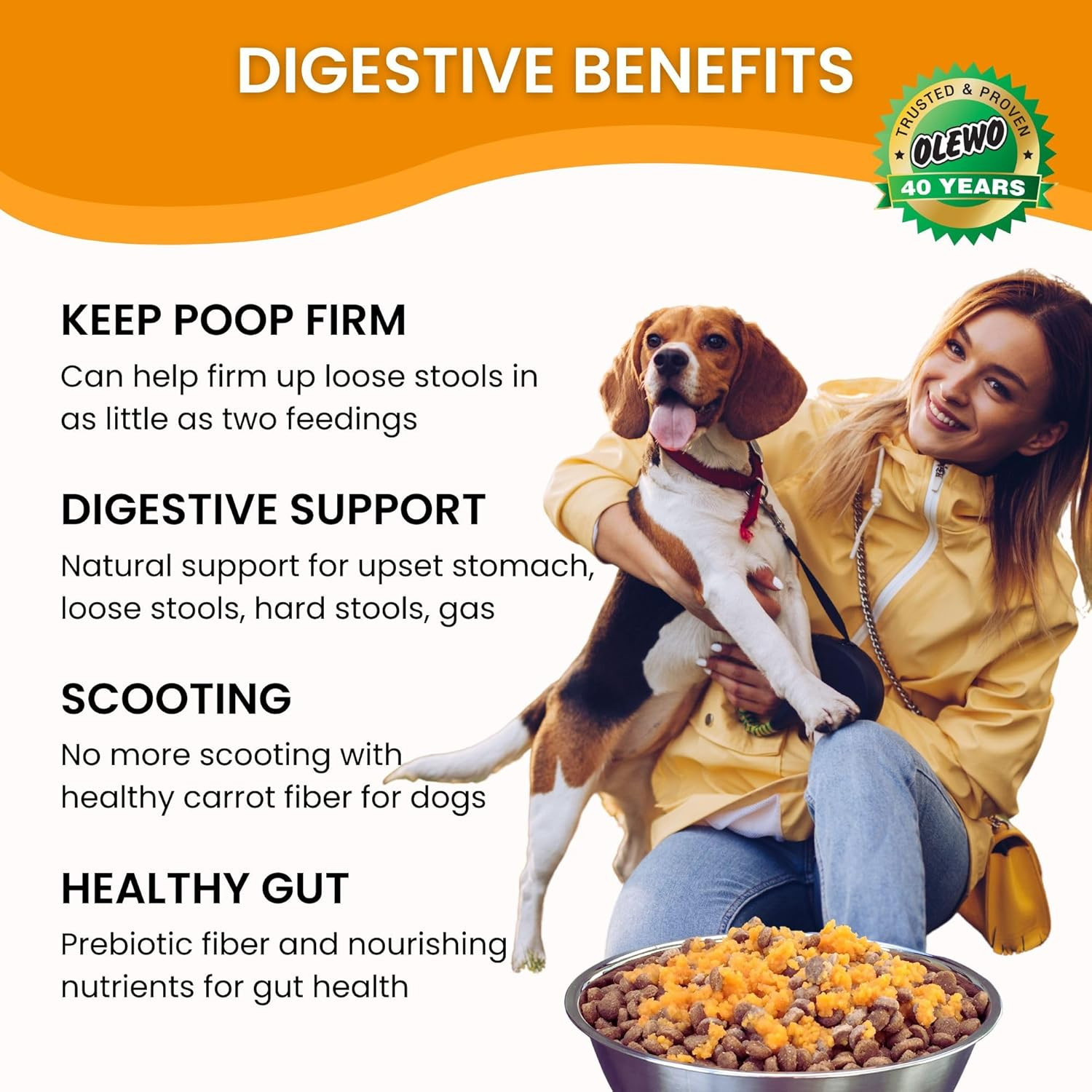 Original Carrots for Dogs – Fiber for Perfect Poop, Dog Food Toppers for Picky E