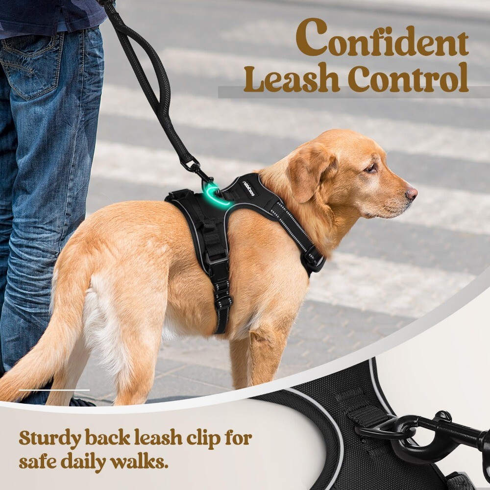 rabbitgoo Dog Harness with 2 Leash Clips No-Pull Reflective Vest for Large Dogs