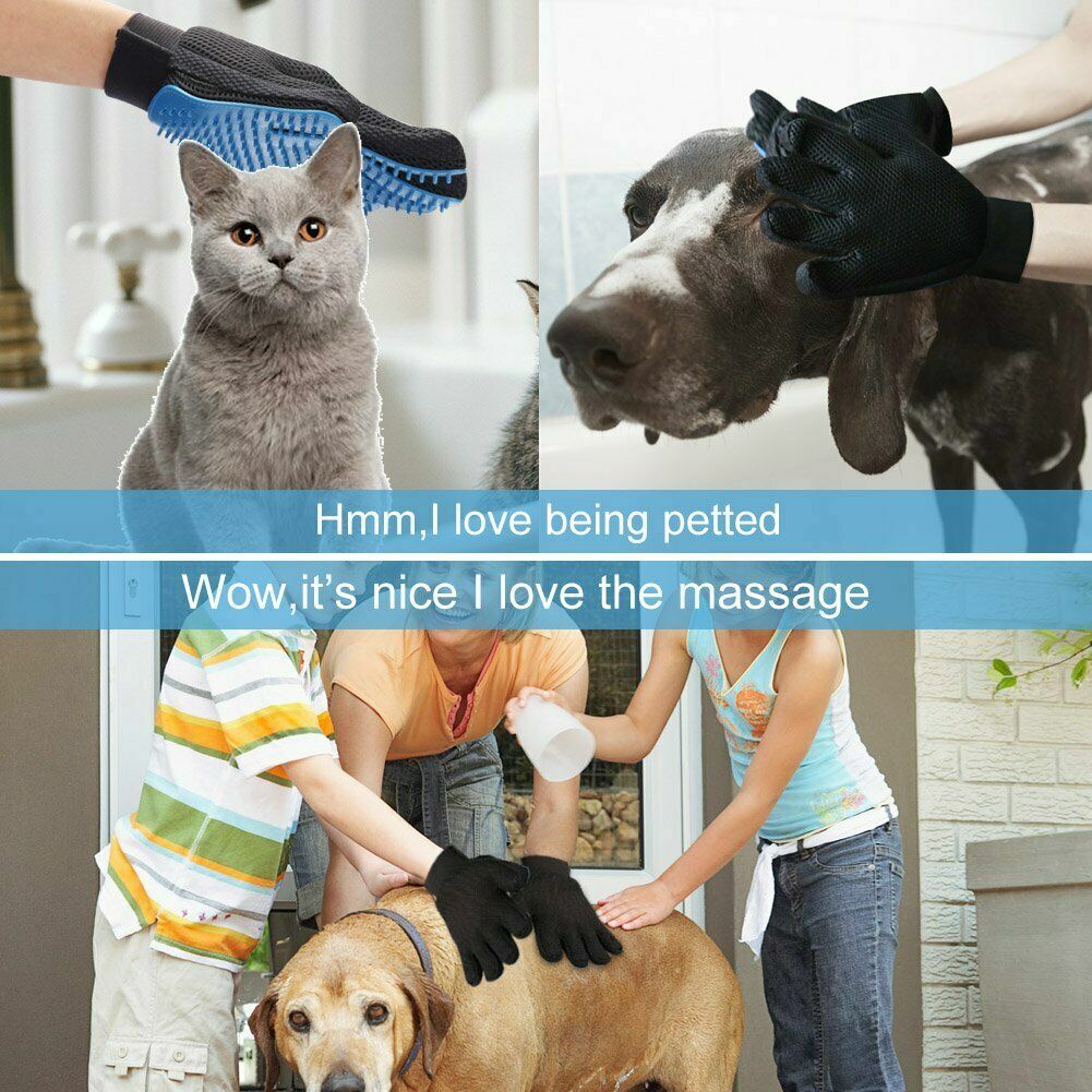 Dog Cat Grooming Gloves Pet Hair Remover Brush 1 Pair Massage Fur Mitt
