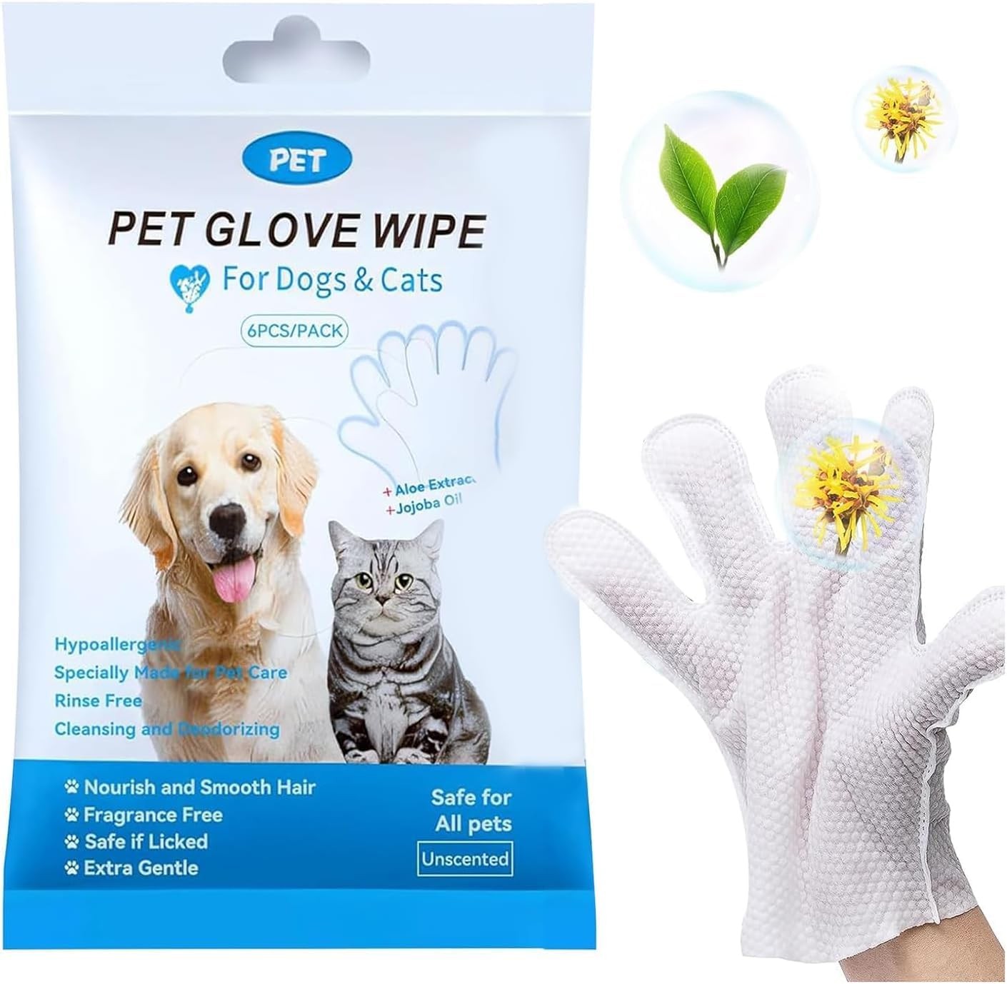 Pet Grooming Gloves Wet Wipes For Dogs And Cats Dog Cleaning Glove Wipes