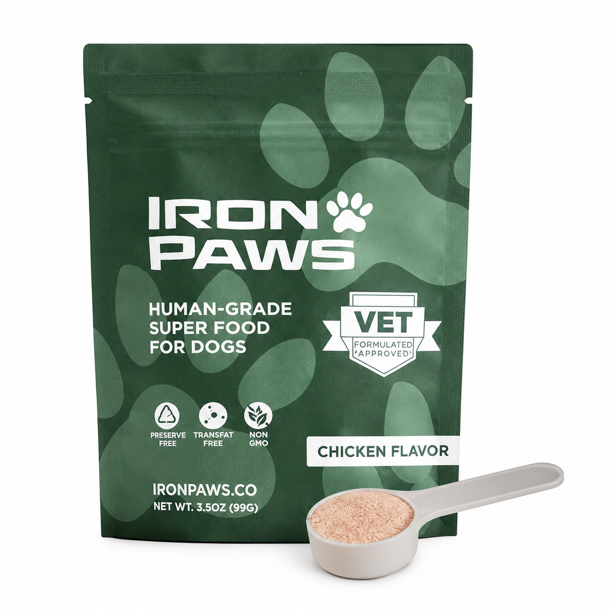 Iron Paws Human-Grade Superfood Powder for Dogs Dental Gut Joint Skin & Coat