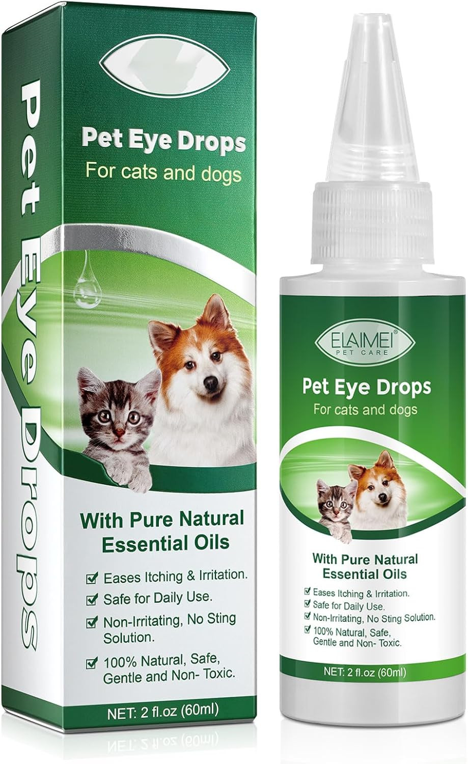 Pet Eye Drops for Dogs & Cats, Relieve Itching, Irritation & Allergies Symptoms