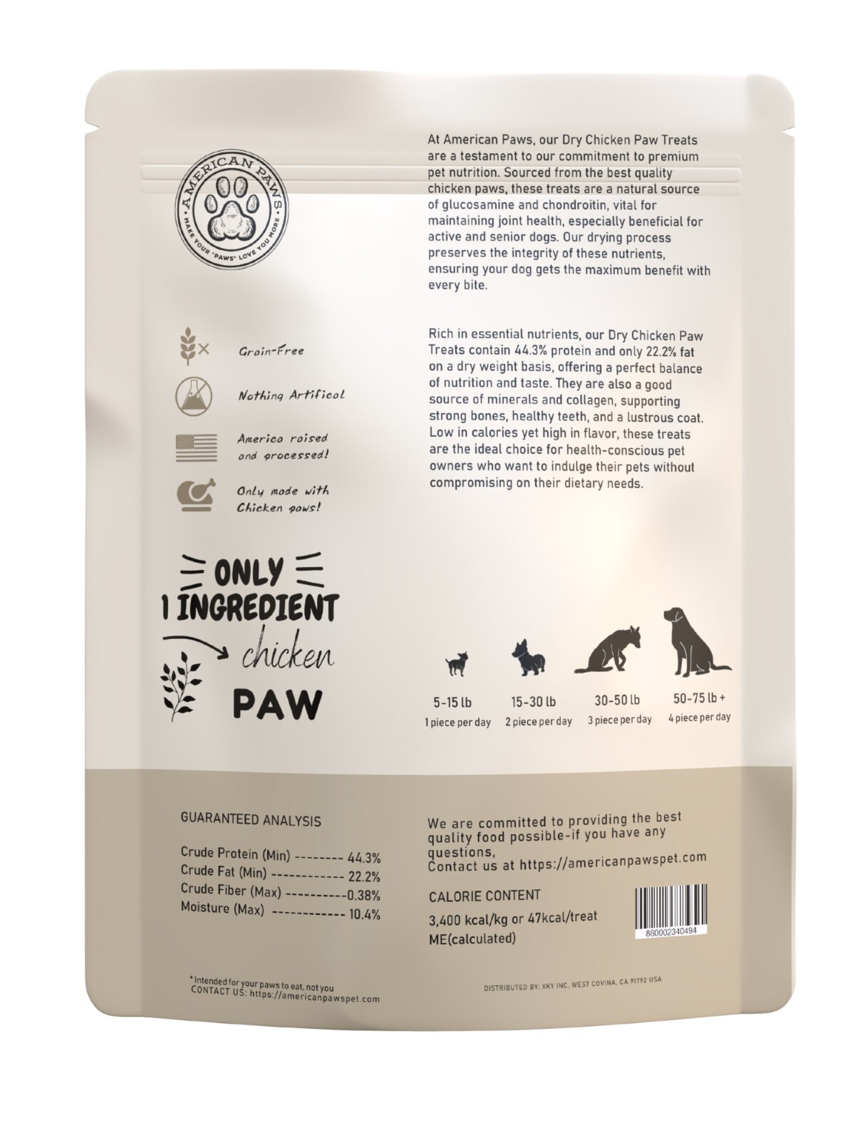 Dehydrated Chicken Feet Dog Treats, Only One Ingredient, Made and Sourced in USA
