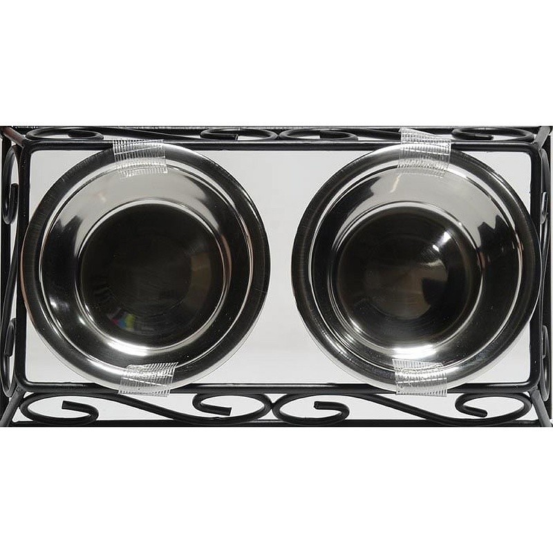 Durable Stainless Steel Double Diner Pet Food Bowls Elevated Stand Dogs Cats New