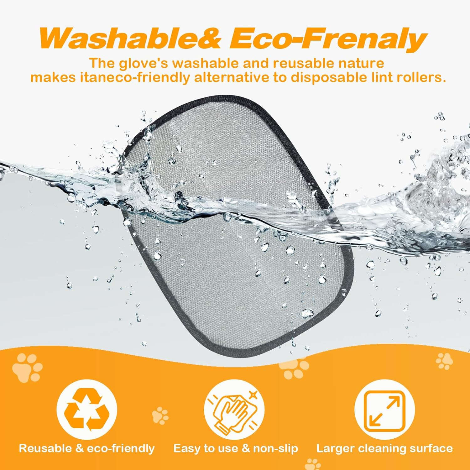 Pet Hair Removal Glove for Cats Dogs, Washable Reusable Animal Fur Removal Tool,