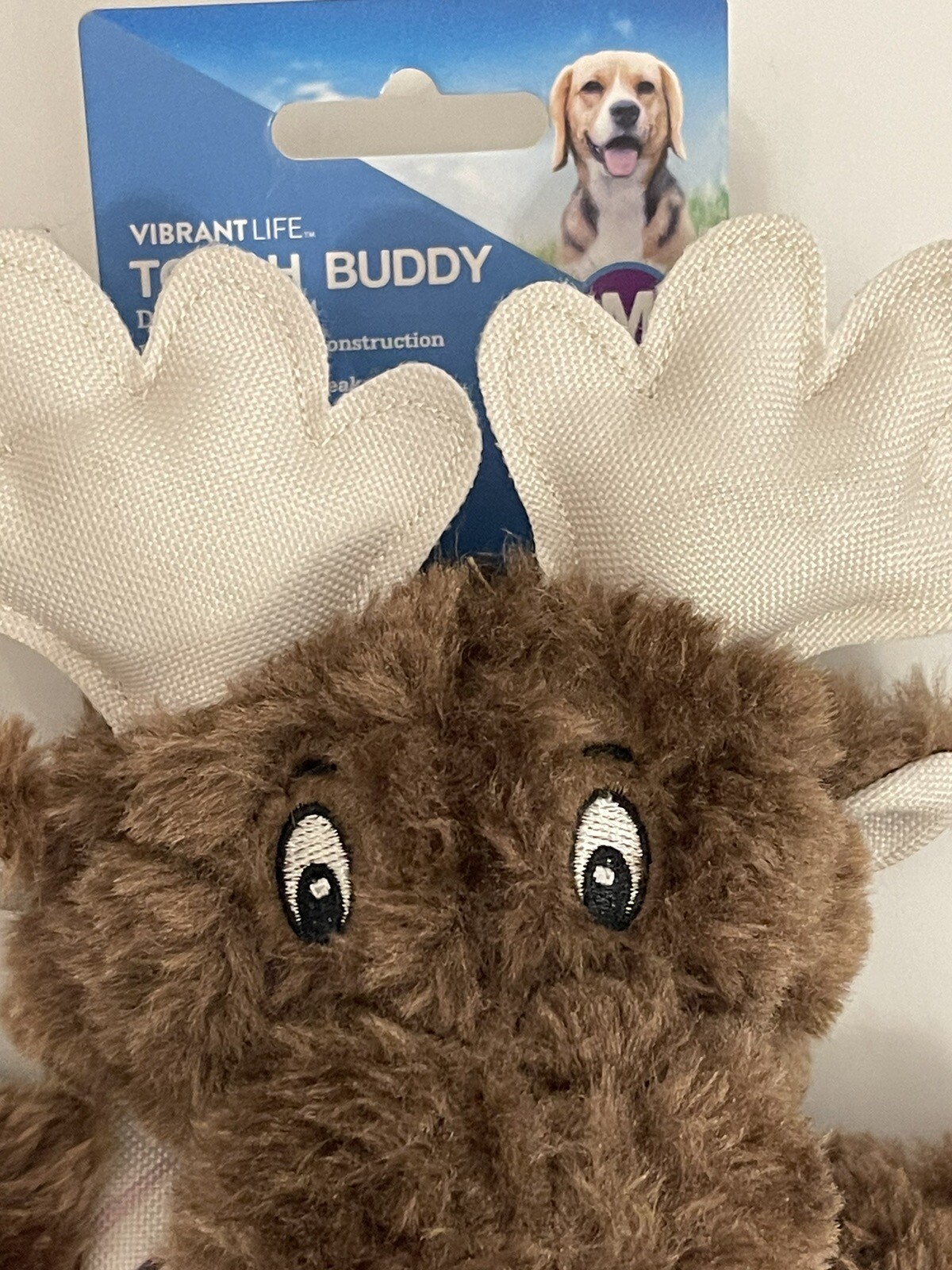 Super Fun Vibrant Life Tough Buddy Dog Toy Chew Level 3 M Durable Moose