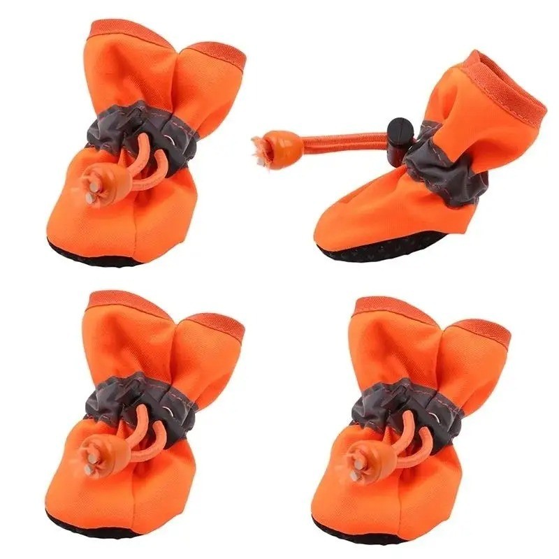 4pcs/set Waterproof Pet Dog Shoes Anti-slip Rain Boots Footwear for Small Cats D