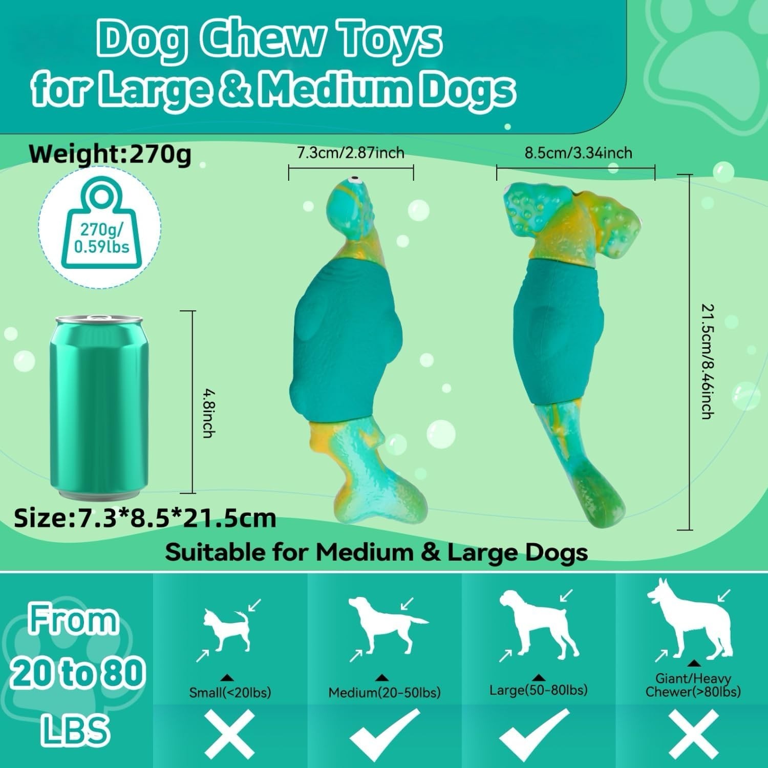 Dog Toys for Aggressive Chewers, Interactive Dog Chew Toys for Large Dogs, Squea