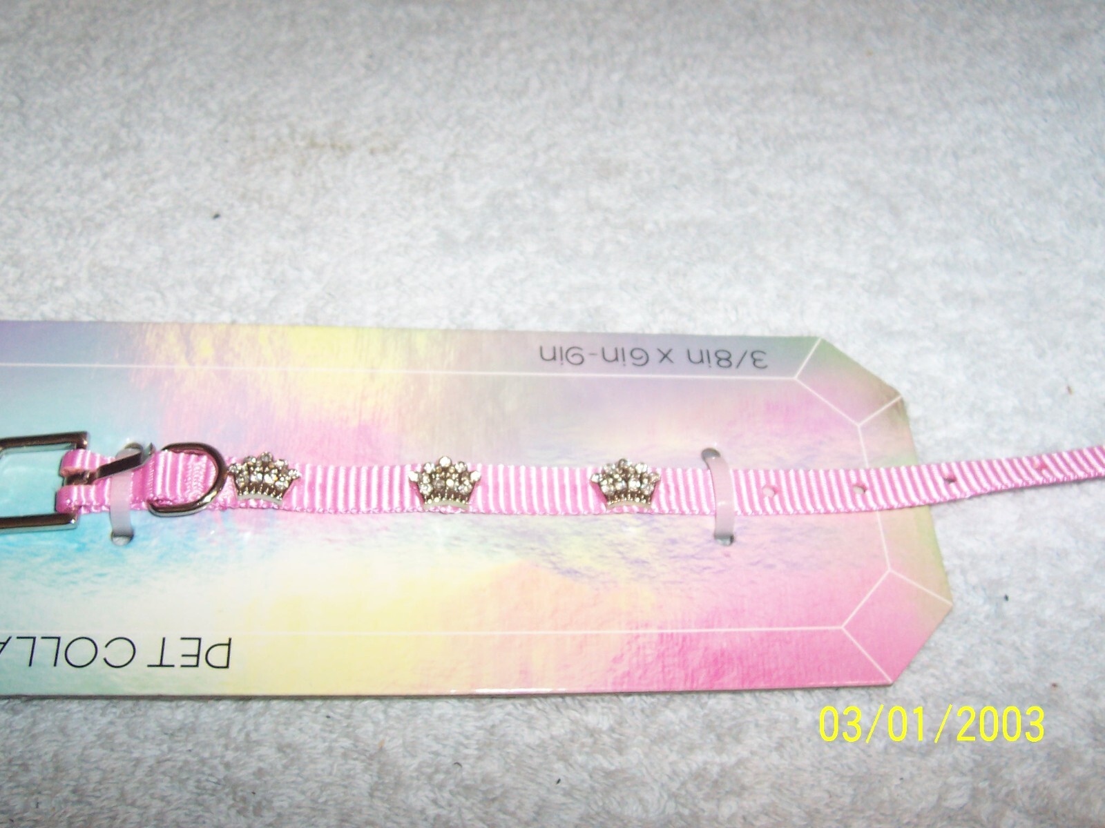 Dog Collar Pink Faux Jeweled Silver Crowns Xtra Small See Description For Sizing