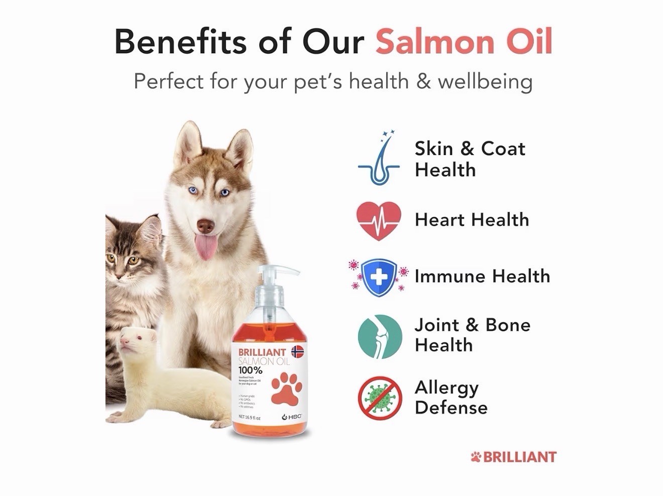 Salmon Oil for Dogs – Healthy Skin & Coat, All Natural Norwegian Fish Oil Foo…