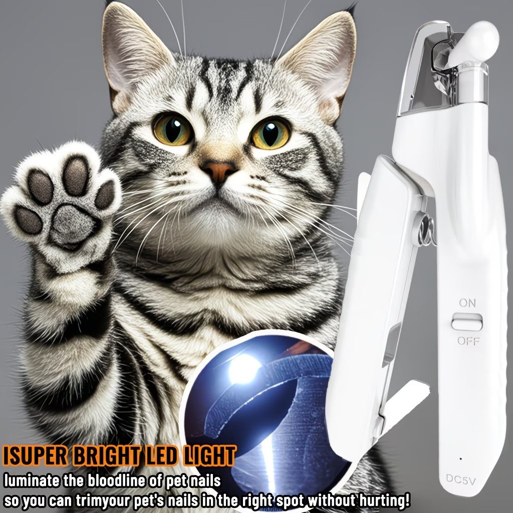 3in1 Dog Nail Clippers Grinder w/ LED Light Electric Pet Claw File for Pets Dogs