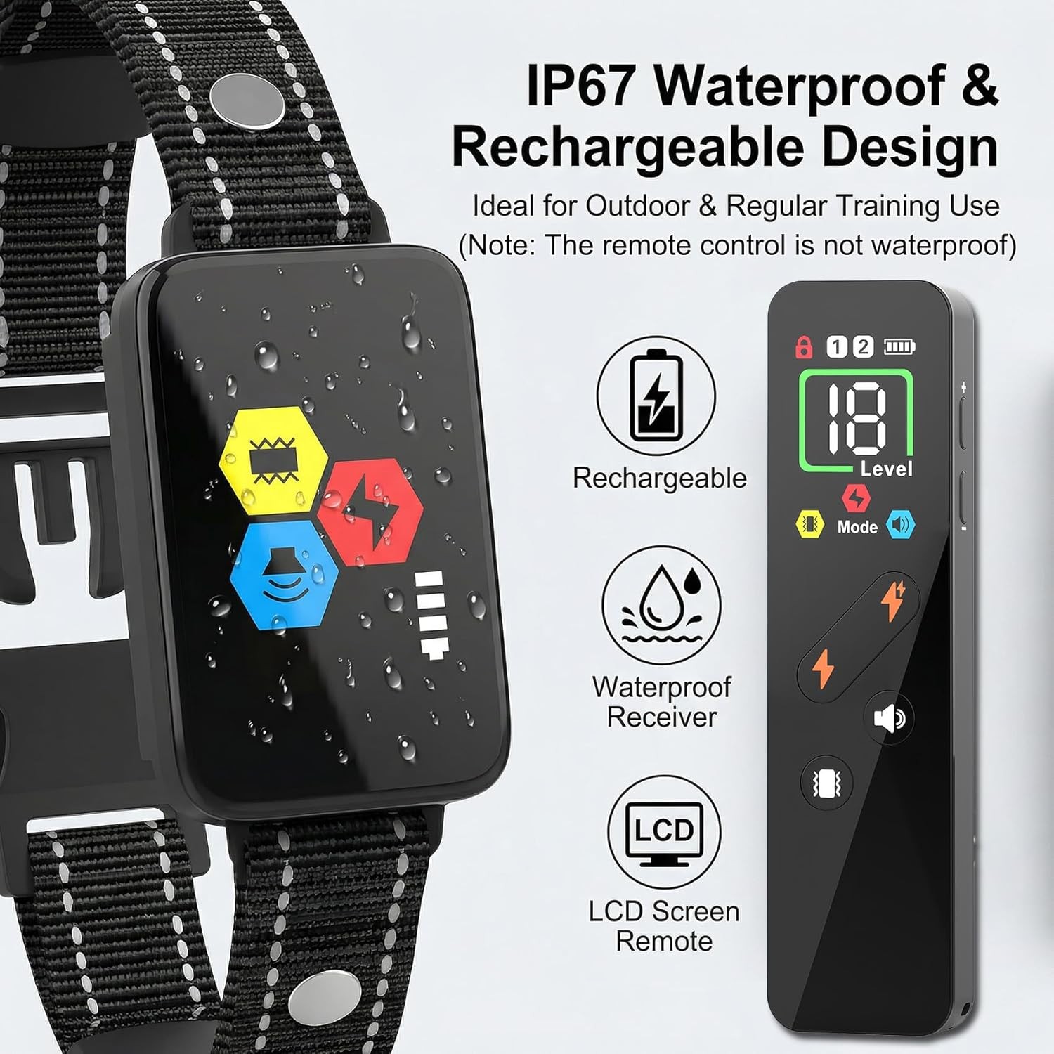 3300FT Dog Shock Collar -Dog Training Collar with Remote Rechargeable Waterproof