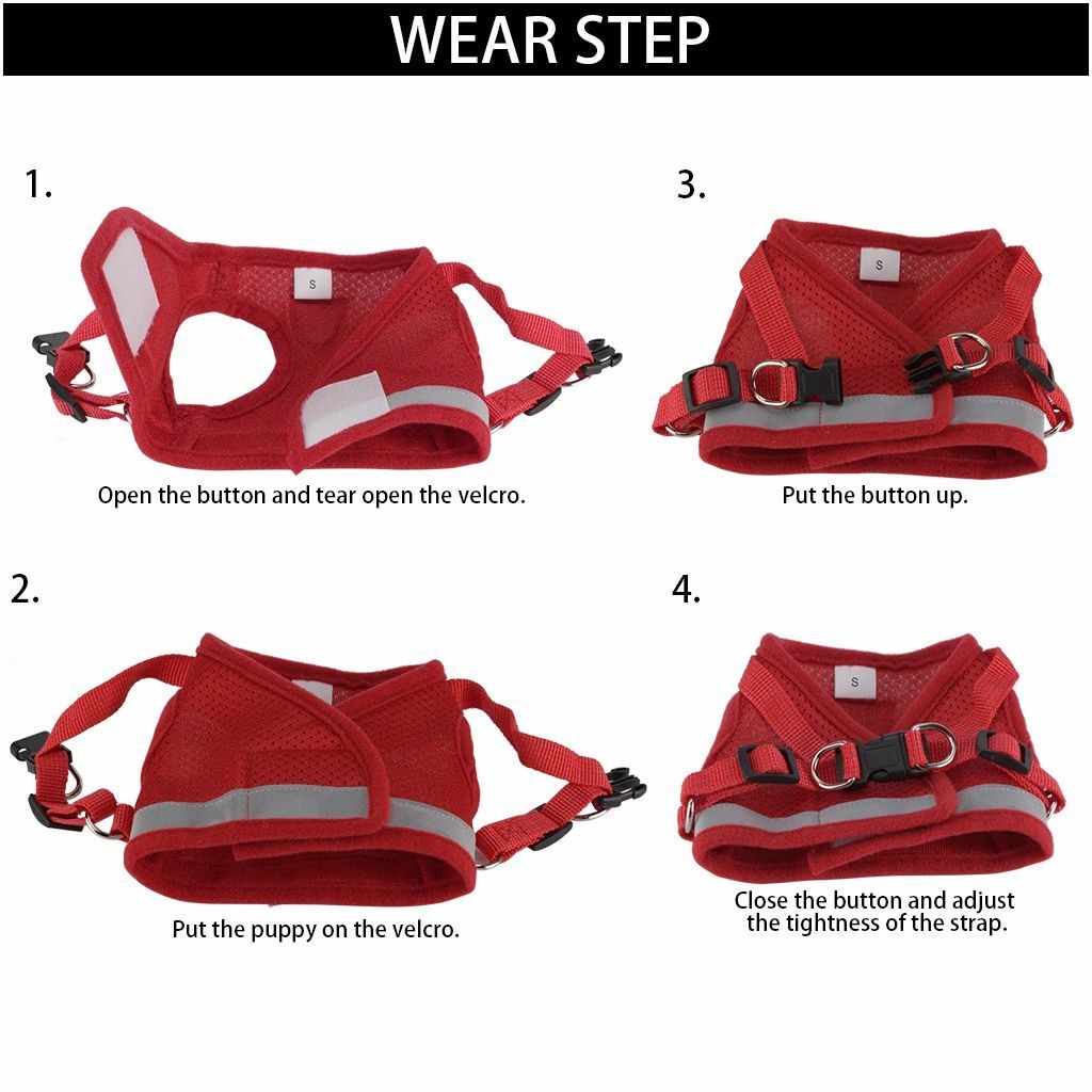 Mesh Padded Soft Puppy Pet Dog Harness Breathable Comfortable Colors XS S M L XL