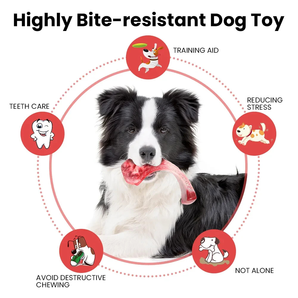 Dog Pet Chew Toys for Aggressive Chewers, Tough Durable Nylon Tomahawk Bone